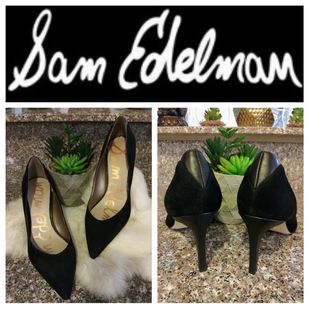 Sam Edelman Orella Black Suede & Leather Pumps